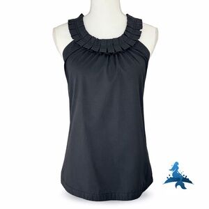 1274 J.Crew Ruffle Neck Sleeveless Blouse – 2 – Black